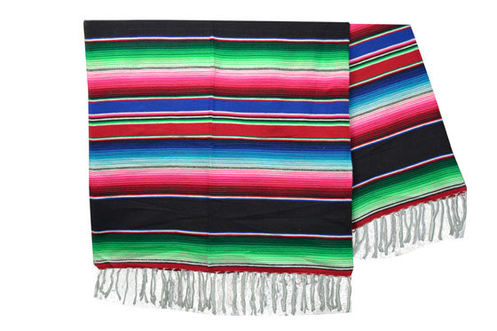 Mexicaanse deken - Serape - XL - Zwart - BBBZZ0black6