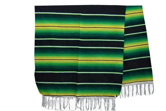 Mexicaanse deken - Serape - XL - Zwart - BBBZZ1blackgreen2