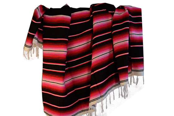 Mexicaanse deken - Serape - XL - Zwart - BBBZZ1blackred2