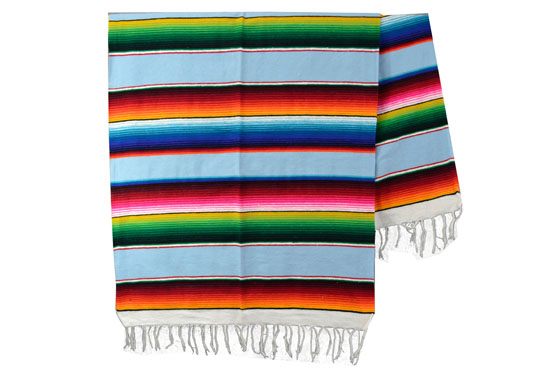Mexicaanse deken - Serape - XL - Blauw - BBXZZ0lightblu