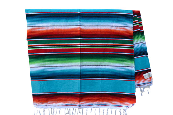 Mexikanische Decke -  Serape - XL - Turkis  - BBXZZ0turq