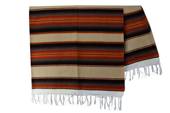 Mexican blanket - Serape - XL - Brown - BBXZZ1beigegold