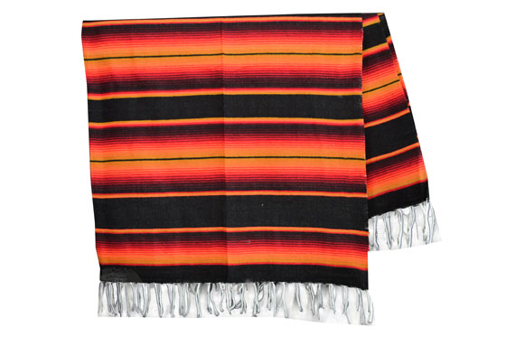 Mexicaanse deken - Serape - XL - Zwart - BBXZZ1blackred1