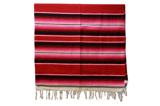 Mexikanische Decke -  Serape - XL - Rot  - BBXZZ1red1