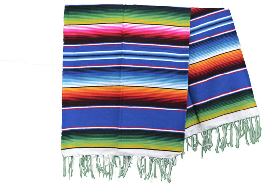 Mexikanische Decke -  Serape - L - Blau  - BPXZZ0blu