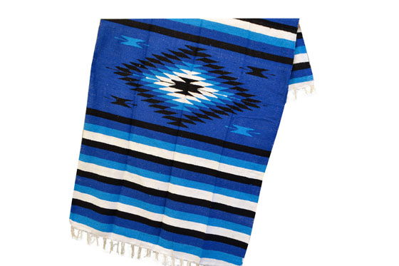 Mexikanische Decke -  Indianer - L - Blau  - EEEZZ1DGblu