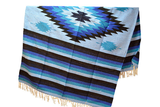 Mexicaanse deken - Indianen - L - Blauw - EEEZZ1DGlightblu