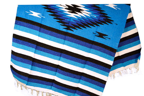 Mexicaanse deken - Indianen - L - Turquoise - EEEZZ1DGturq