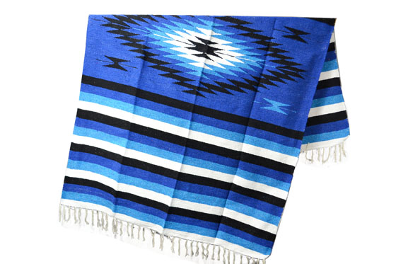 Mexikanische Decke -  Indianer - L - Blau  - EEXZZ1DGblu