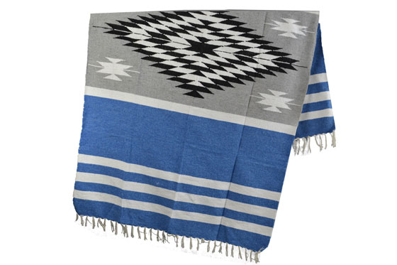 Mexican blanket - indian - L - Blue - EEXZZ2DGgreyblu