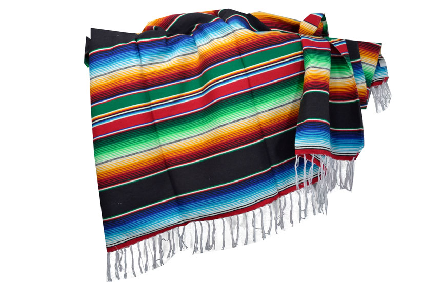 Mexicaanse deken - Serape - XL - Zwart - BBBZZ0black3