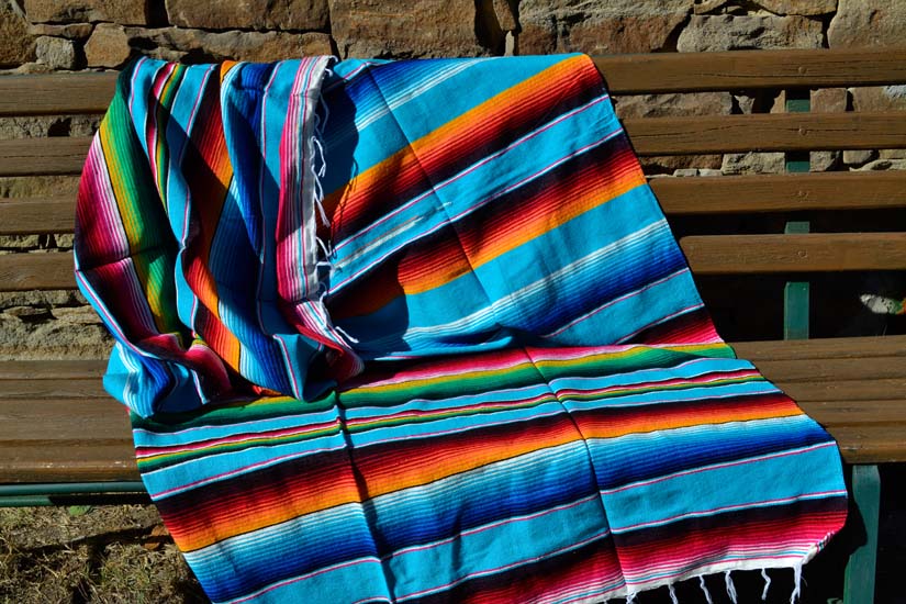 Mexicaanse deken - Serape - XL - Turquoise - BBBZZ0turq