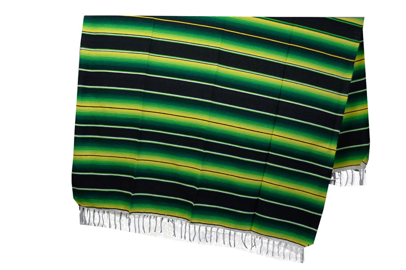 Mexicaanse deken - Serape - XL - Zwart - BBBZZ1blackgreen2