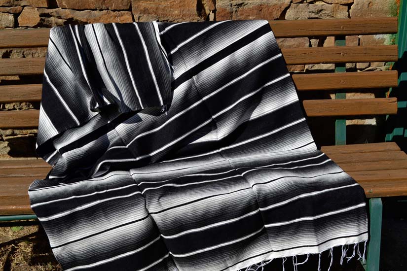 Mexicaanse deken - Serape - XL - Zwart - BBBZZ1blackwhite