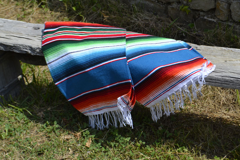 Mexicaanse deken - Serape - XL - Blauw - BBXZZ0blu1