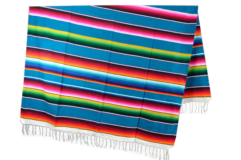 Mexicaanse deken - Serape - XL - Blauw - BBXZZ0blu5