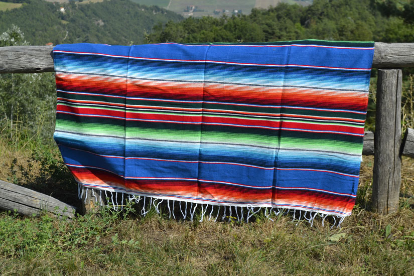 Mexicaanse deken - Serape - XL - Blauw - BBXZZ0blu