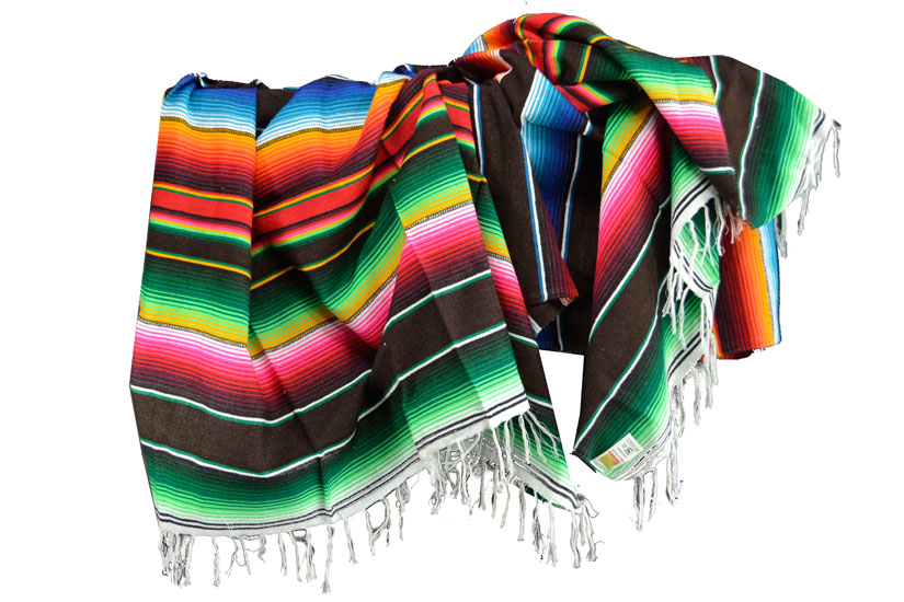 Mexikanische Decke -  Serape - XL - Braun  - BBXZZ0darkbrown
