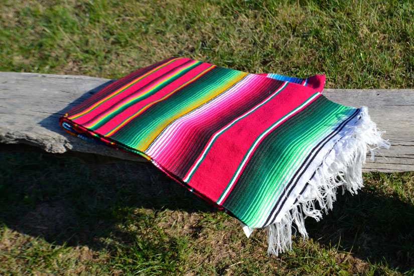 Mexikanische Decke -  Serape - XL - Rot  - BBXZZ0red3