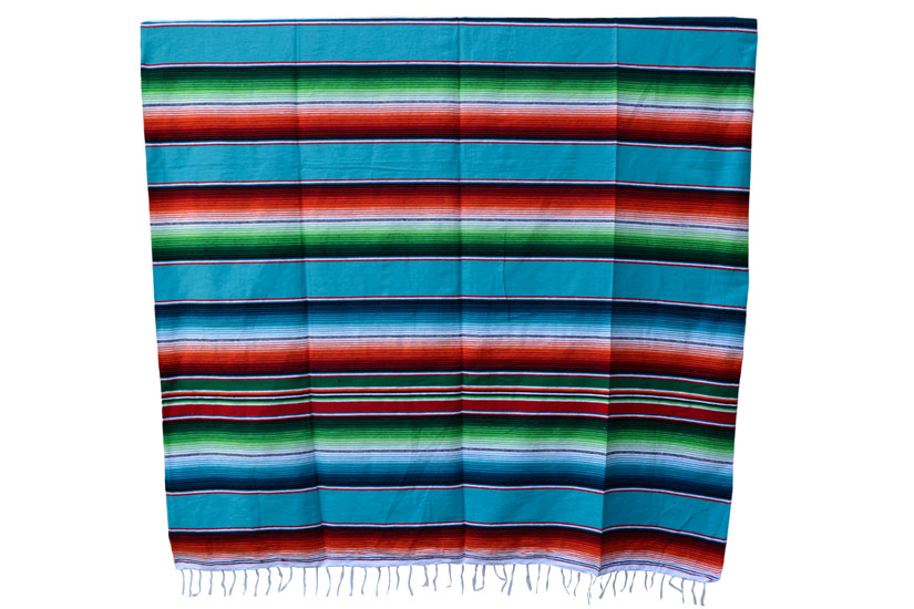 Mexicaanse deken - Serape - XL - Turquoise - BBXZZ0turq