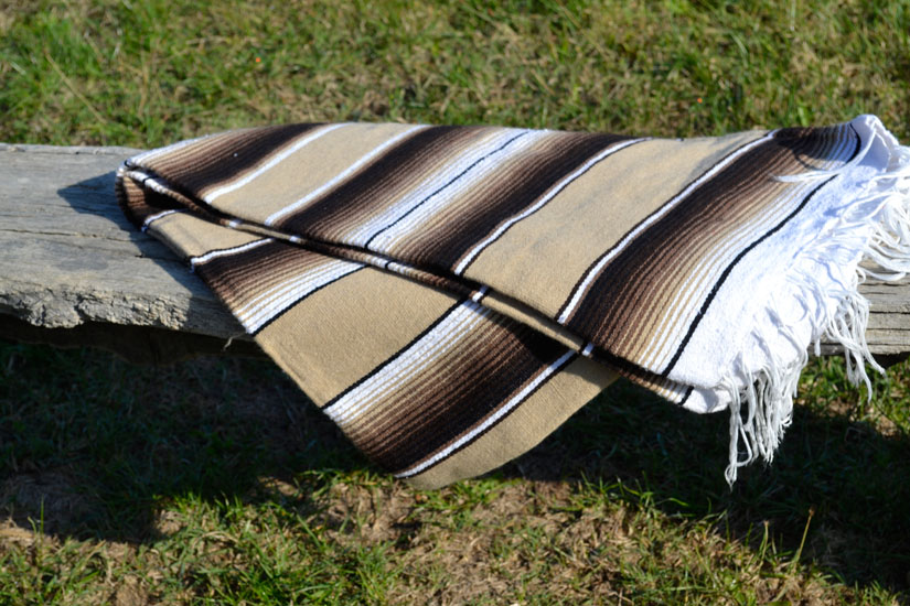 Mexican blanket - Serape - XL - Brown - BBXZZ1beigebrown1
