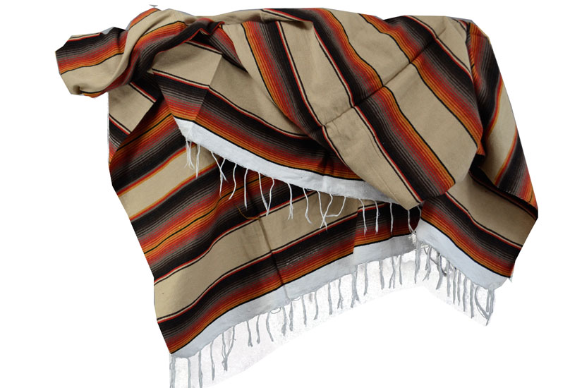 Mexican blanket - Serape - XL - Brown - BBXZZ1beigegold
