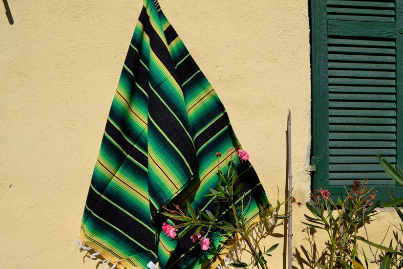 Mexikanische Decke -  Serape - XL - Grün  - BBXZZ1blackgreen
