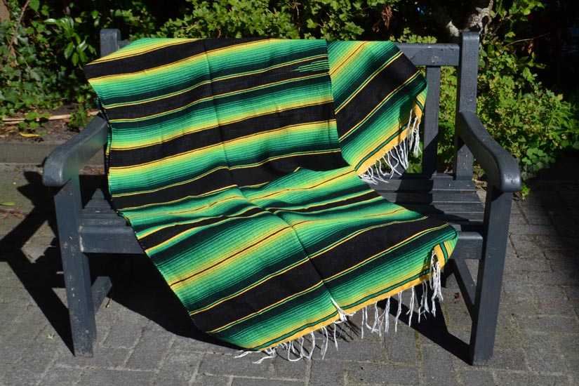 Mexicaanse deken - Serape - XL - Groen - BBXZZ1blackgreen