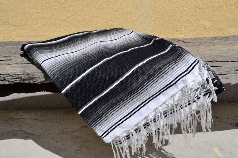 Mexican blanket - Serape - XL - Black - BBXZZ1blackwhite