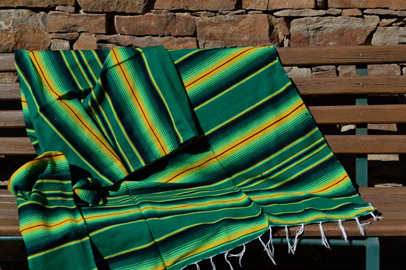 Mexikanische Decke -  Serape - XL - Grün  - BBXZZ1greenyellow1
