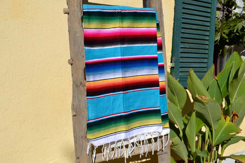 Couverture mexicaine -  Serape - M - Turquoise - BYLZZ0turq