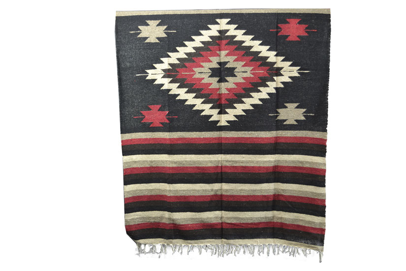 Mexicaanse deken - Indianen - L - Zwart - EEEZZ1DGblackred