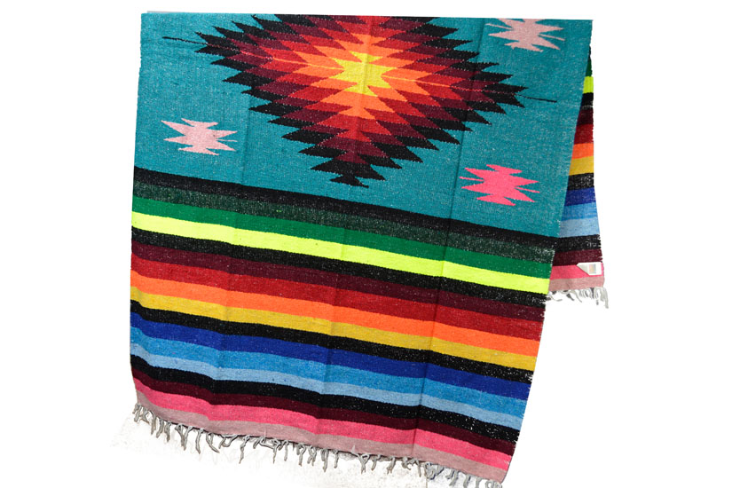 Mexicaanse deken - Indianen - L - Blauw - EEXZZ0DGteal