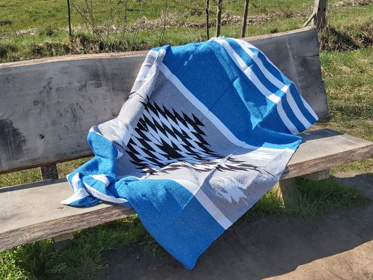 Mexican blanket - indian - L - Blue - EEXZZ2DGgreyblu