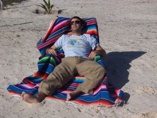 Mexican Serape blanket on the beach in Mexico